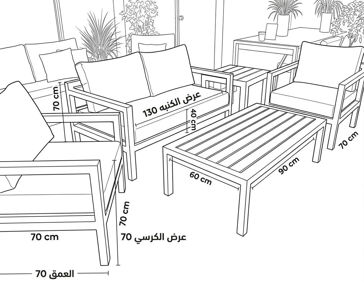 طقم معدن 4 مقعد